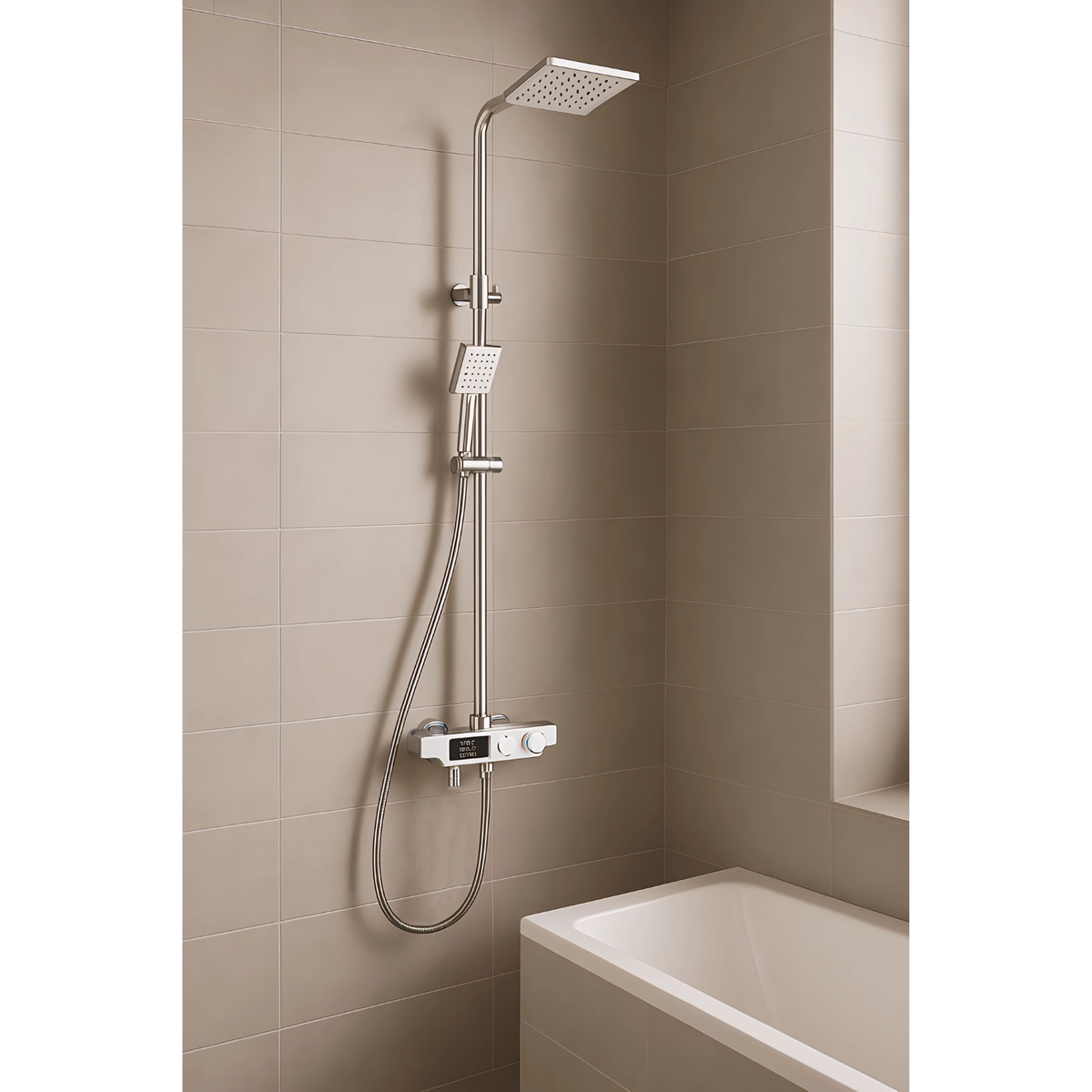 Set Columna Ducha electrónica Cromada Con Tele Ducha Integrada