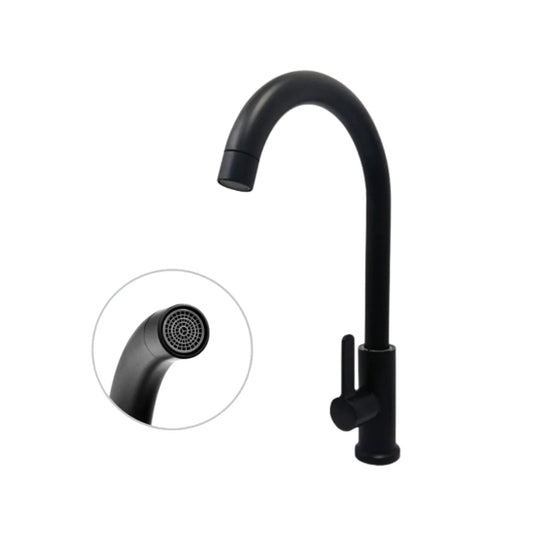 Grifería monocontrol lavaplatos Cuello Alto – Negro Mate - Aqua center
