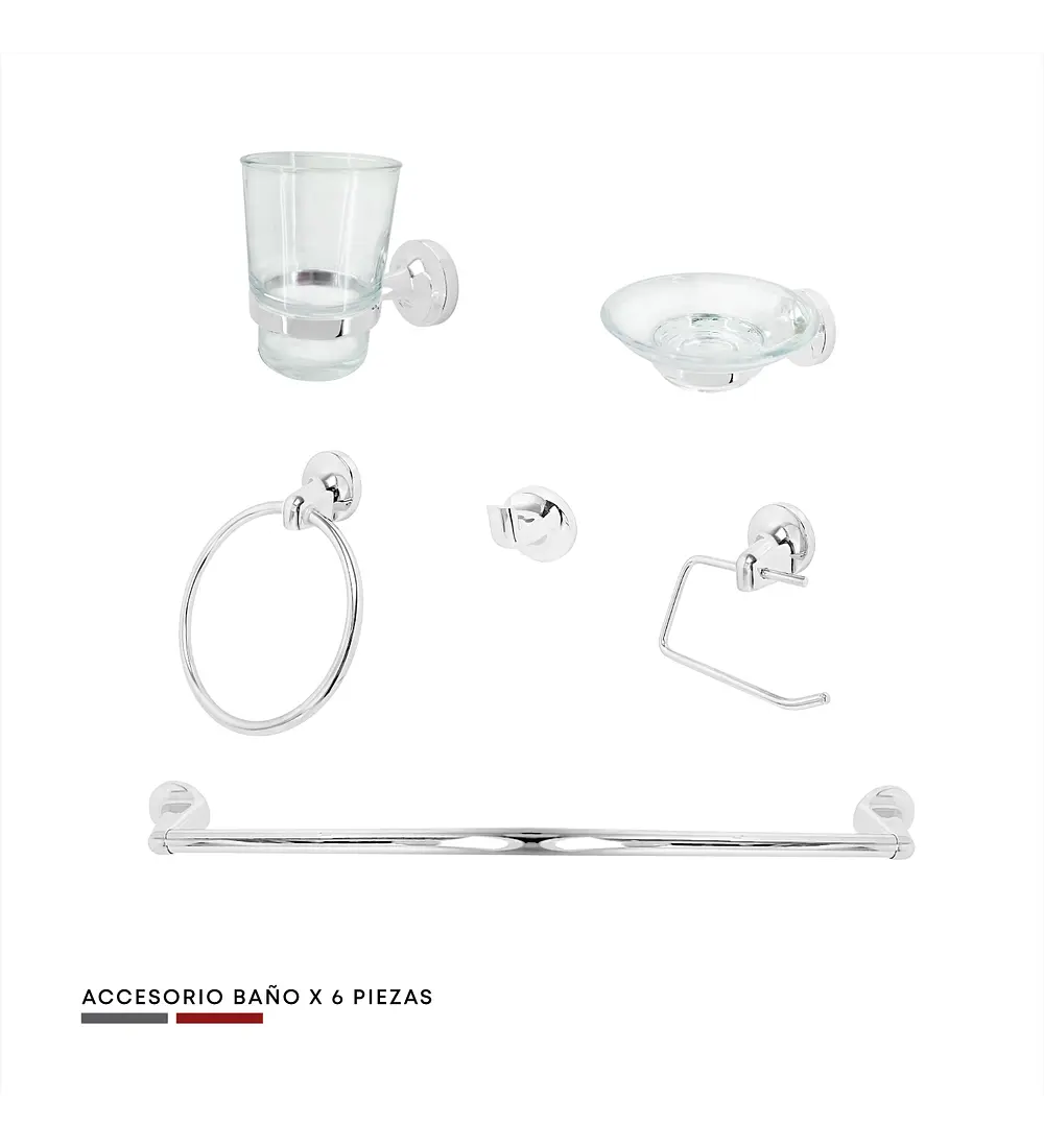 Set Accesorios Baño 6 Piezas Lunn - Aqua center 