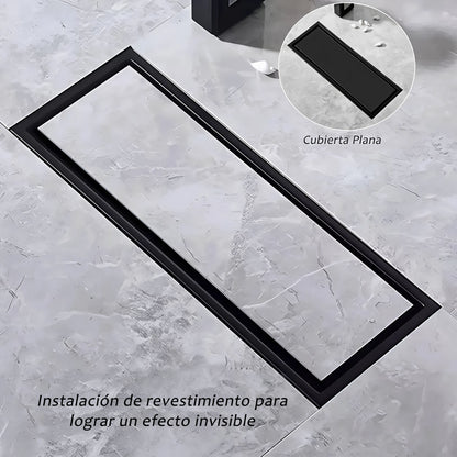 Rejilla Sifón Piso Invisible 80cmx10cm Acero 304 Negra