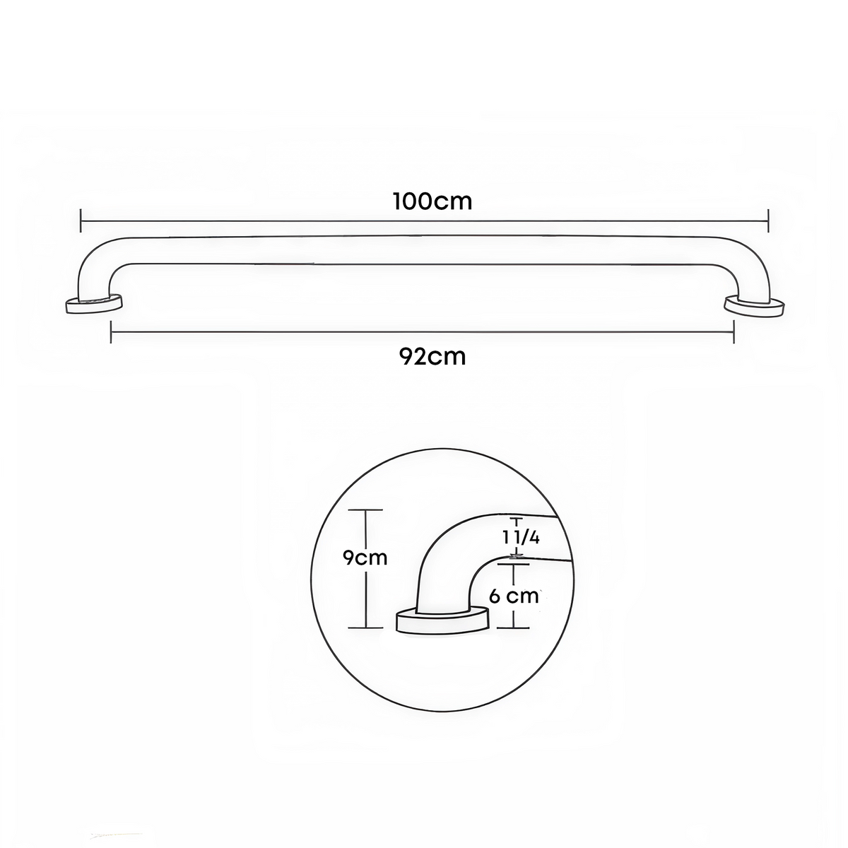 Barra Seguridad Acero Inoxidable 100cm Satinado 100%