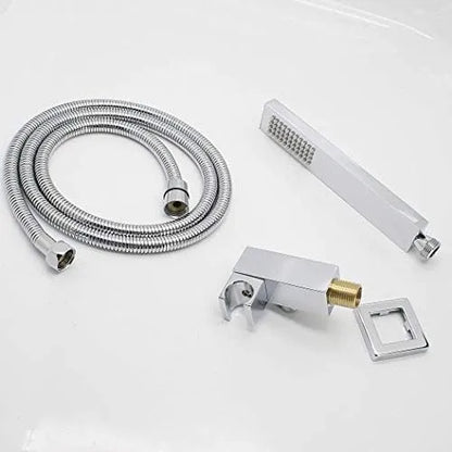 Kit Teleducha Metálica Cromada con Manguera y Soporte