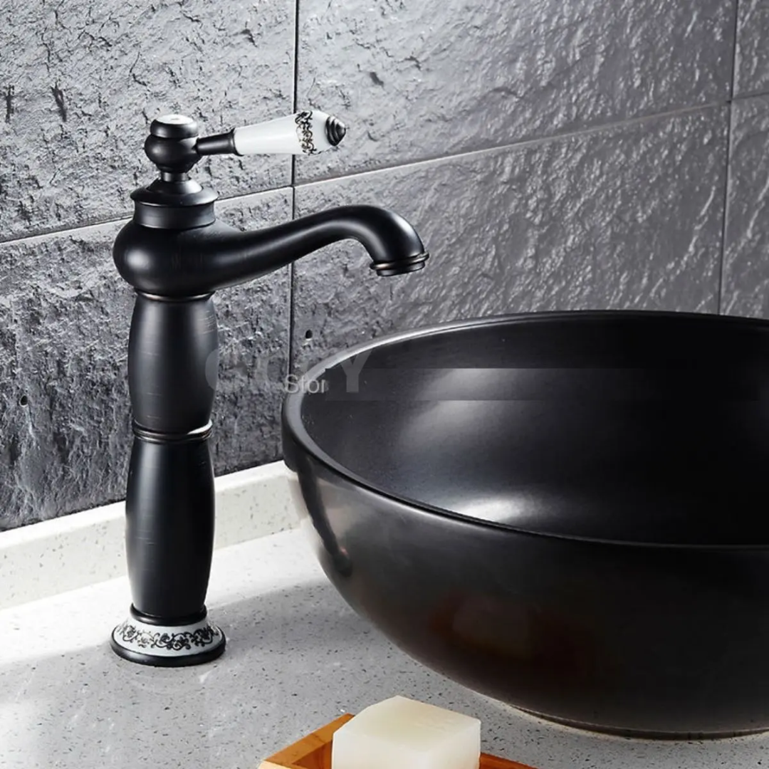 Grifería Monocontrol Cuadrada Alta Gris Gunmetal - Diseño Industrial para Lavamanos Bowl