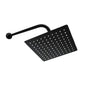 Ducha 10 Pulgadas Negra Cuadrada + Brazo Tubular Negro 38cm